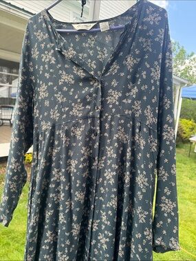 Eddie Bauer Navy Floral Button-Front Tunic